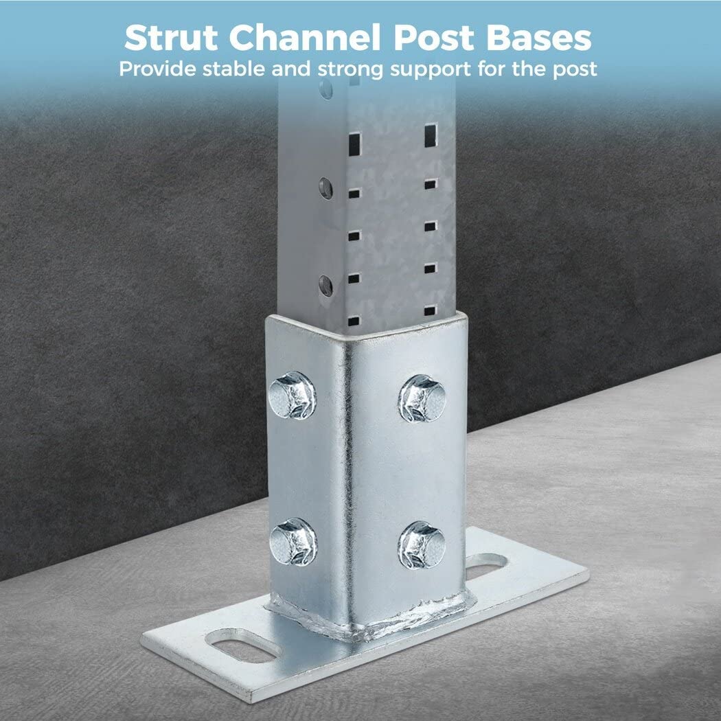Single Channel Square Post Base Strut Mount Bracket with Pile Base Mounting System