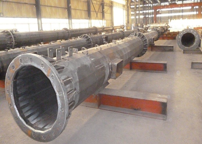 Silver Monopole Transmission Tower , Hot-dip Galvanized Power Monopole Transmission Tower
