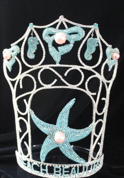 Starfish crowns summber pageant crowns and tiaras wholesale rhinestone crowns
