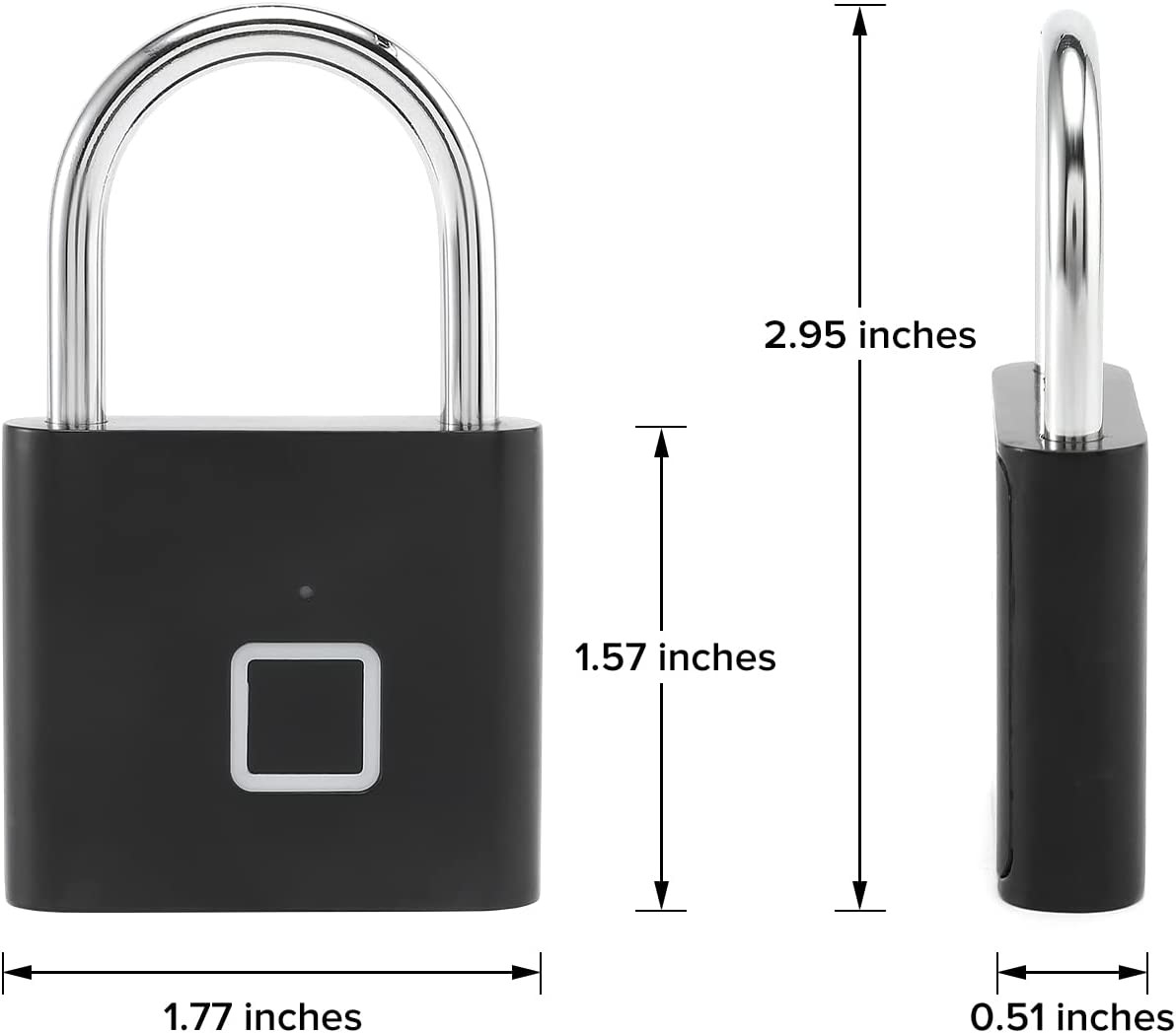 Biometric Smart Fingerprint Padlock USB Charging For Gym School