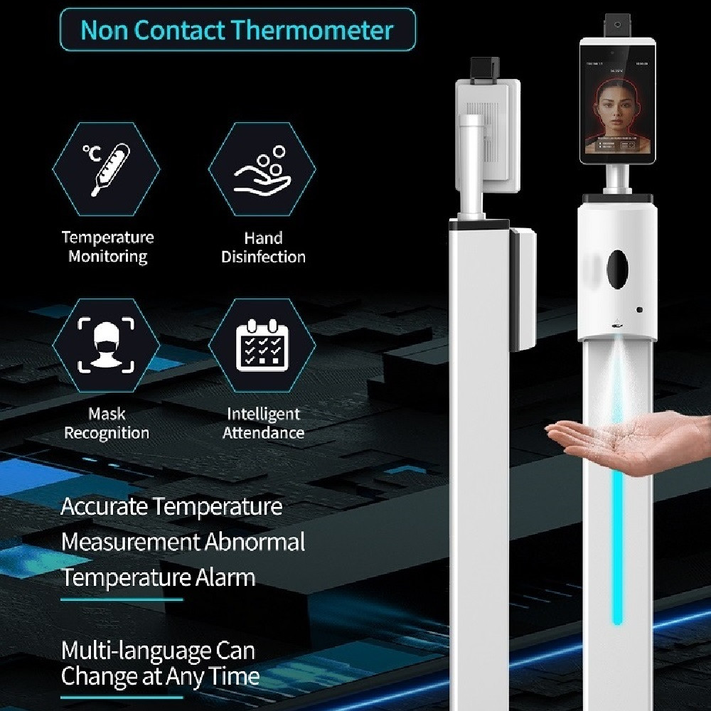 Security CE FCC Hand Sanitizer Temperature Kiosk Face Recognition
