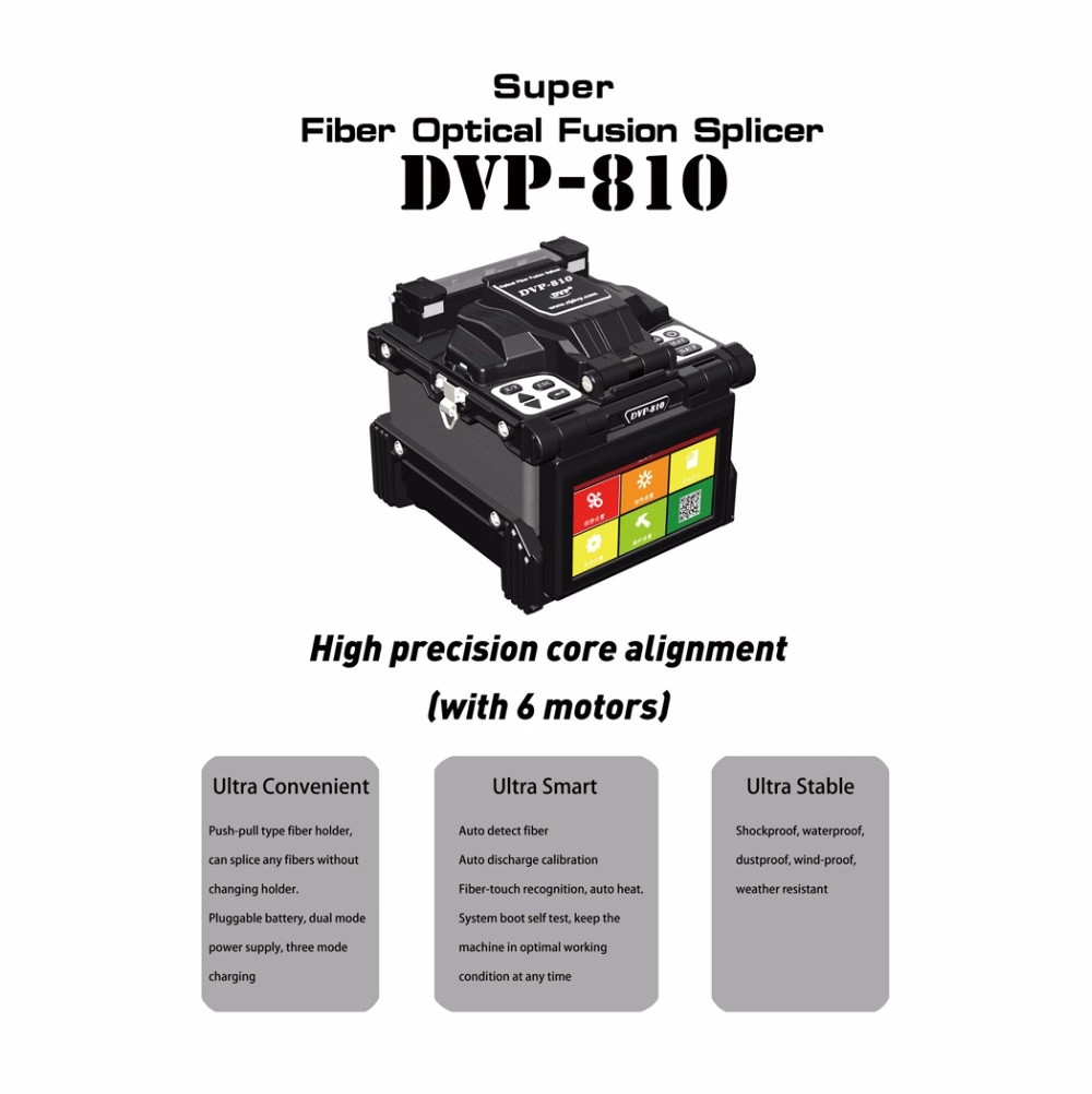 6 Motor Fusion Splicing Machine DVP 810 Optical Fibre Cable Splicing Machine