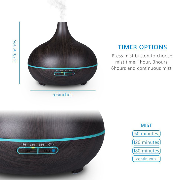 550ml with 4 Timer, Wood Grain Aromatherapy Diffuser with Auto Shut-Off Function