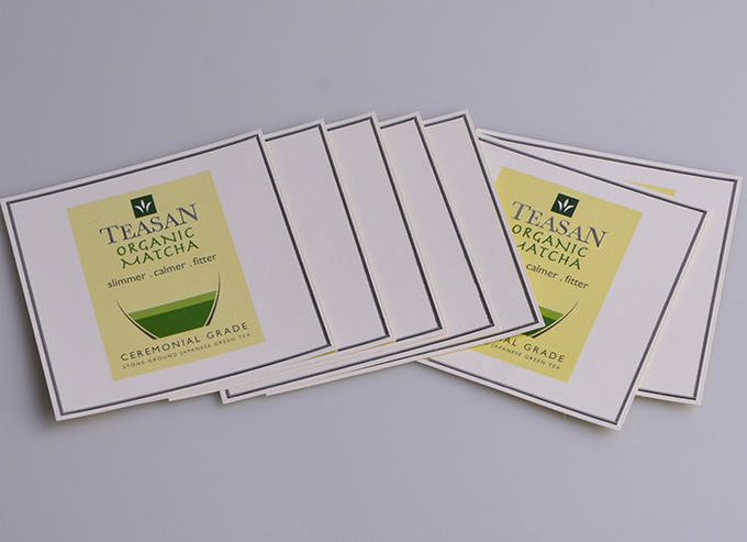 Personalized printed silver embossing self adhesive artpaper labels for green tea packaging