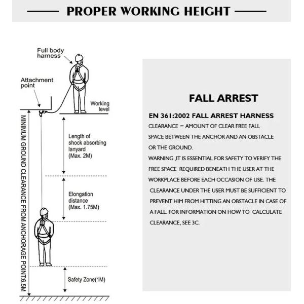 680mm Length 2 D-Ring Full Body Safety Harness with 100% Polyester Fall Arrest Belt