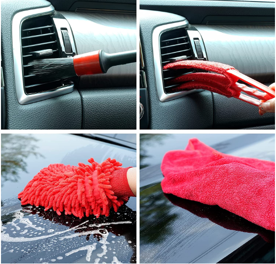 10cm Red Power Drill Brush For Car Detailing Scrubber Set 350g