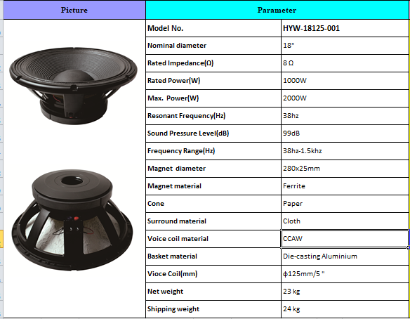 18 Inch 99dB 10000 Watt 280mm Magnet PA Sound Equipment