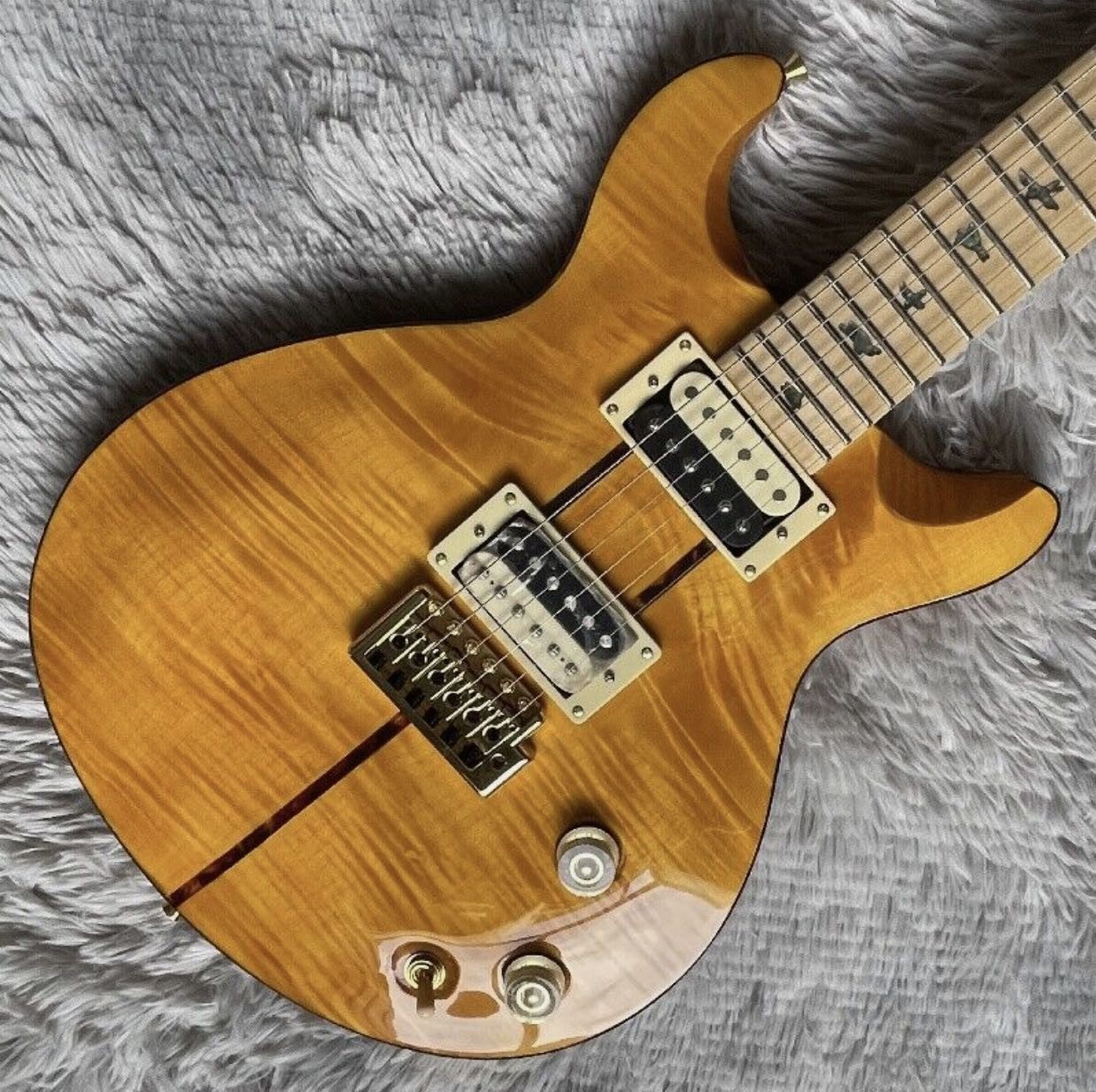 Custom SE Santana Electric Guitar Chrome Part Abalone Bird Inlay Flame Maple Top