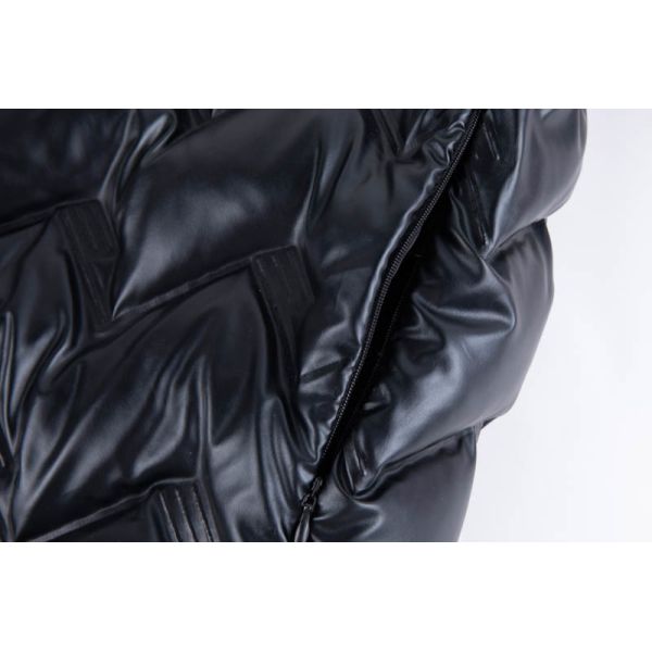 Men's Glossy Black Chevron Quilted Puffer Bomber Jacket with Regular Fit for Urban Wear