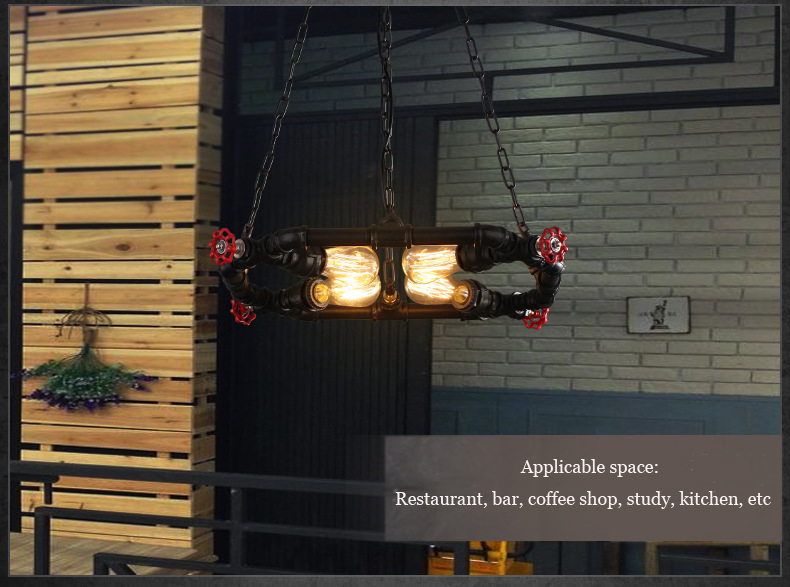 Retro American Iron Dining Room Chandelier Restaurant Bar Kitchen Light Ring Loft Pendant Light(WH-VP-229)