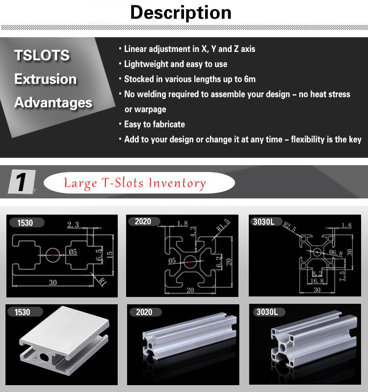 Anodized extruded aluminum profile for t slot