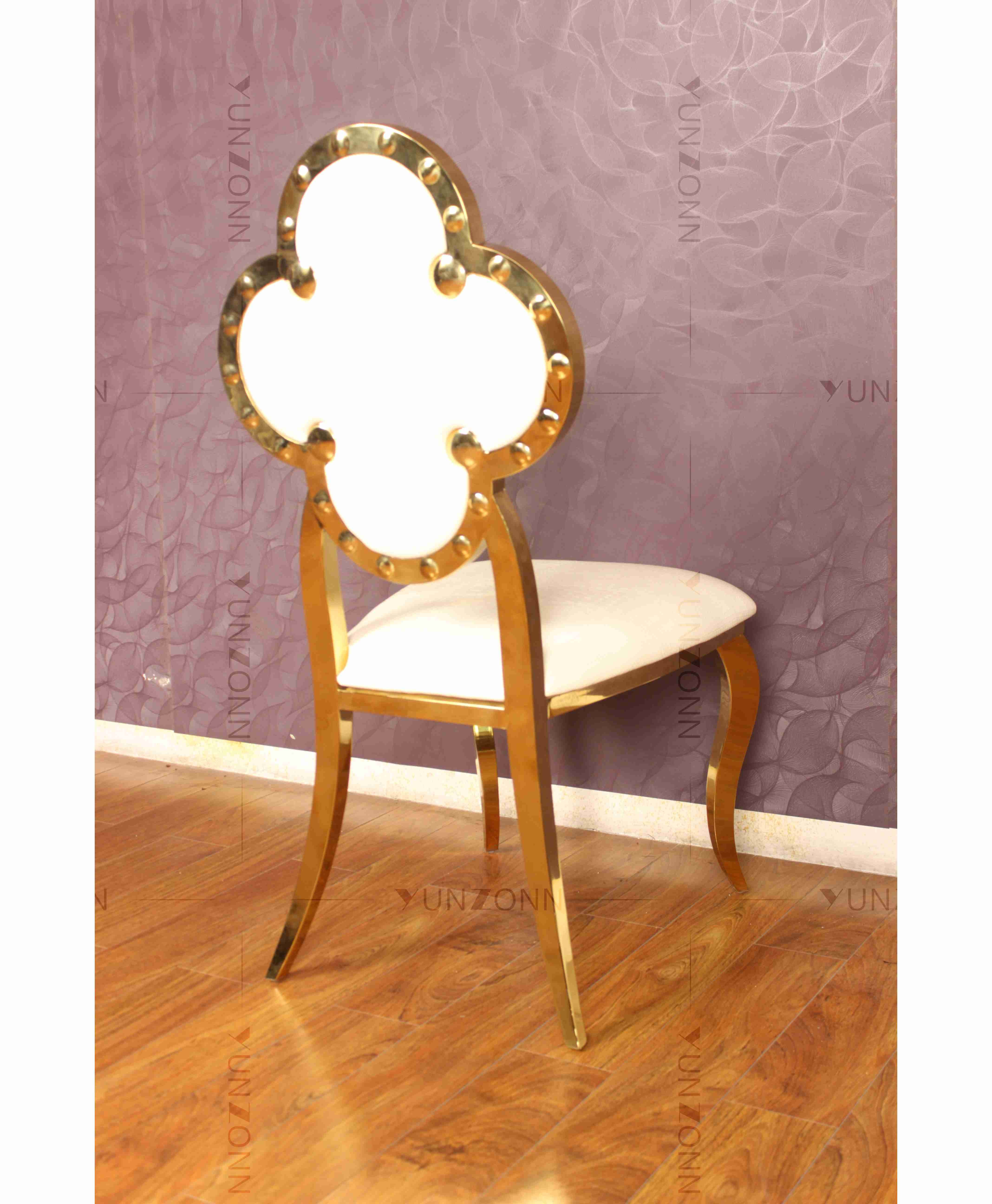 Popular Middle East Stainless Steel Wedding Events Leather Back Dining Chair