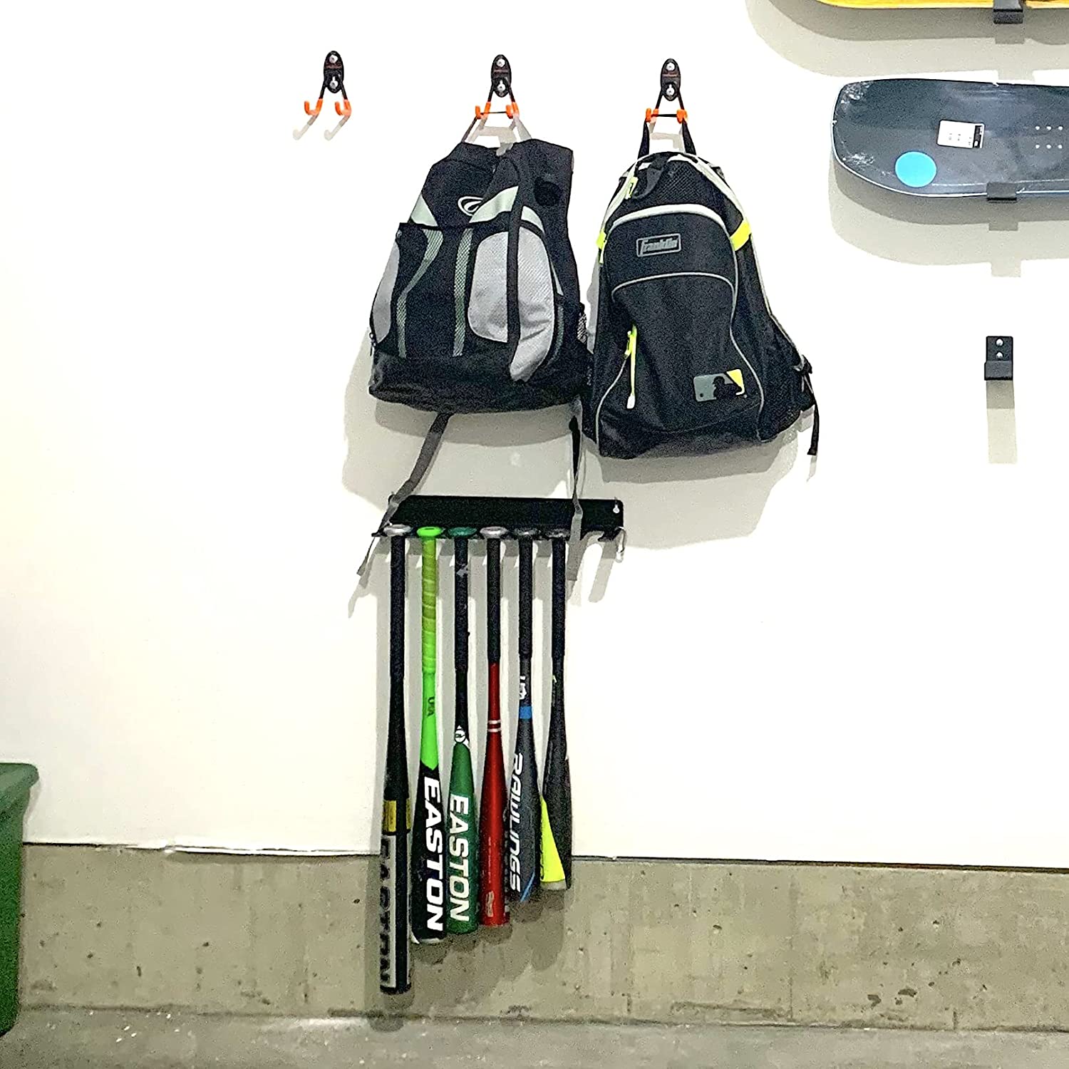16 Bat Metal Baseball Bat Rack Holder for Wall Mount Sports Equipment Storage