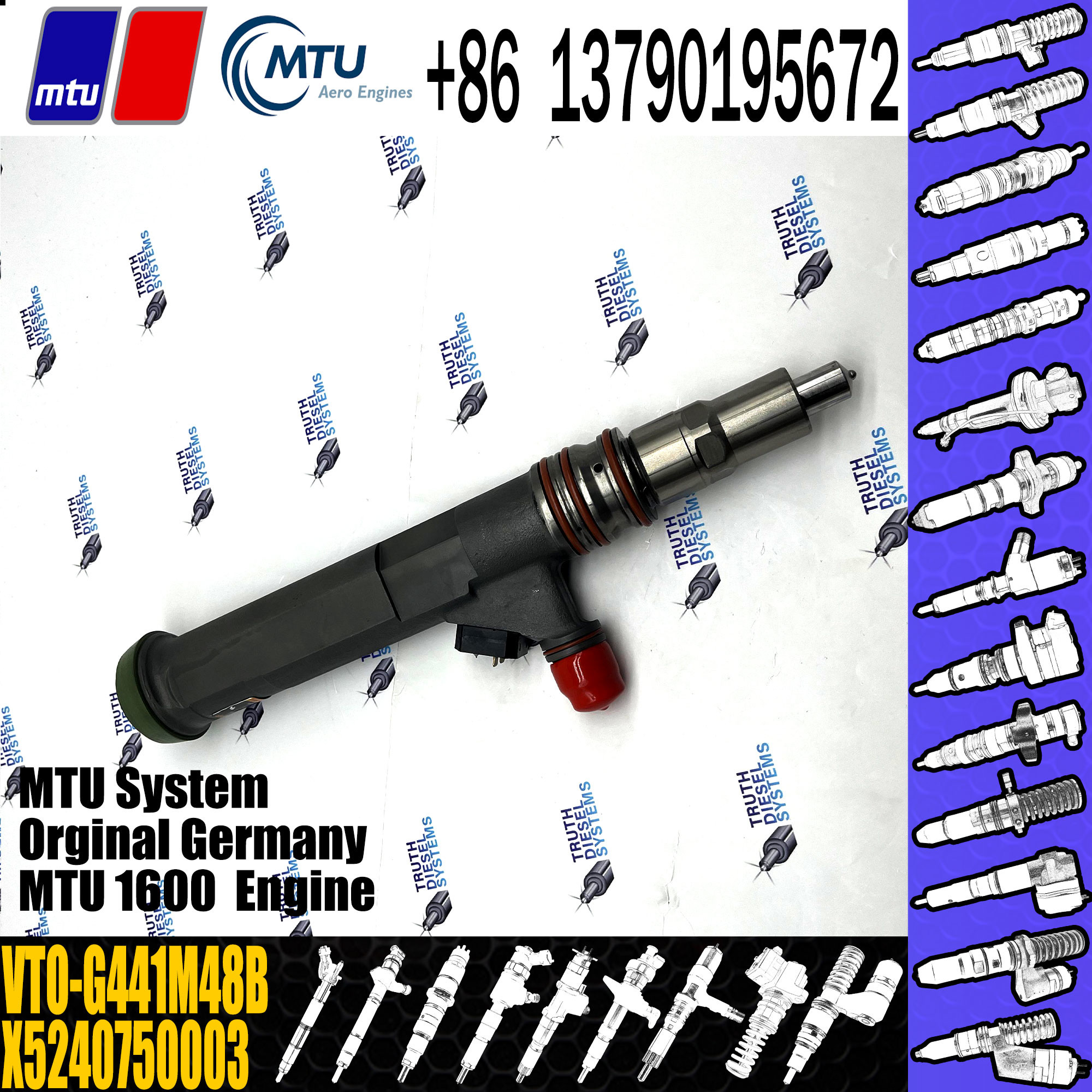 VTO-G441M48B Common Rail Diesel Injector X52407500052 For MTU