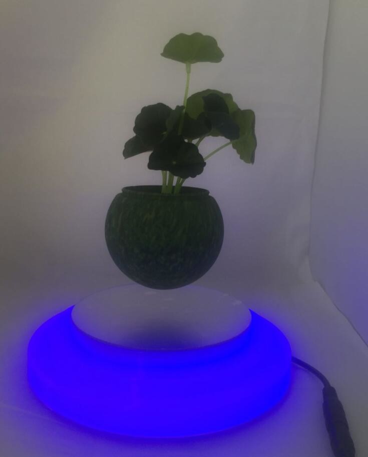 customize led light magnetic levitate floating bottom air bonsai tree flower pots