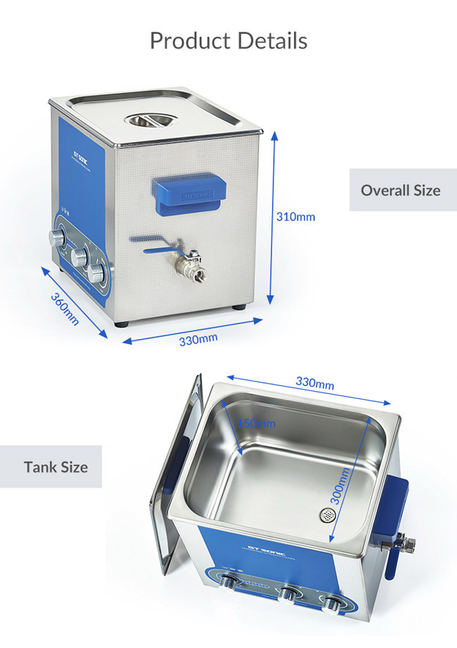 Hardware Manual Ultrasonic Cleaner 30 - 100% Adjustable Power 13 Liters