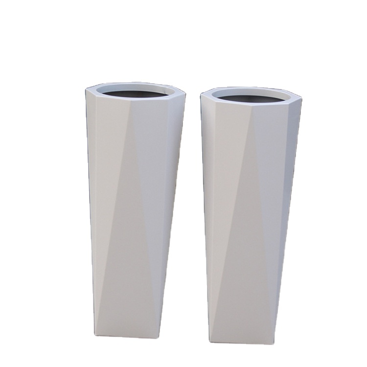 Unbreakable white floor standing flower pots metal planters