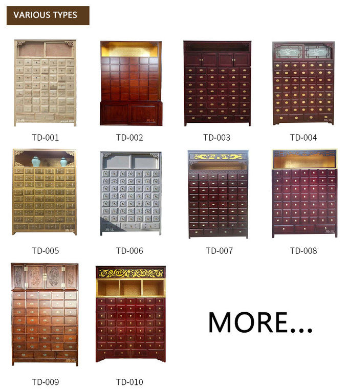 Solid Wood Chinese Pharmacy Store Display Storage Cabinet Modular With Drawer