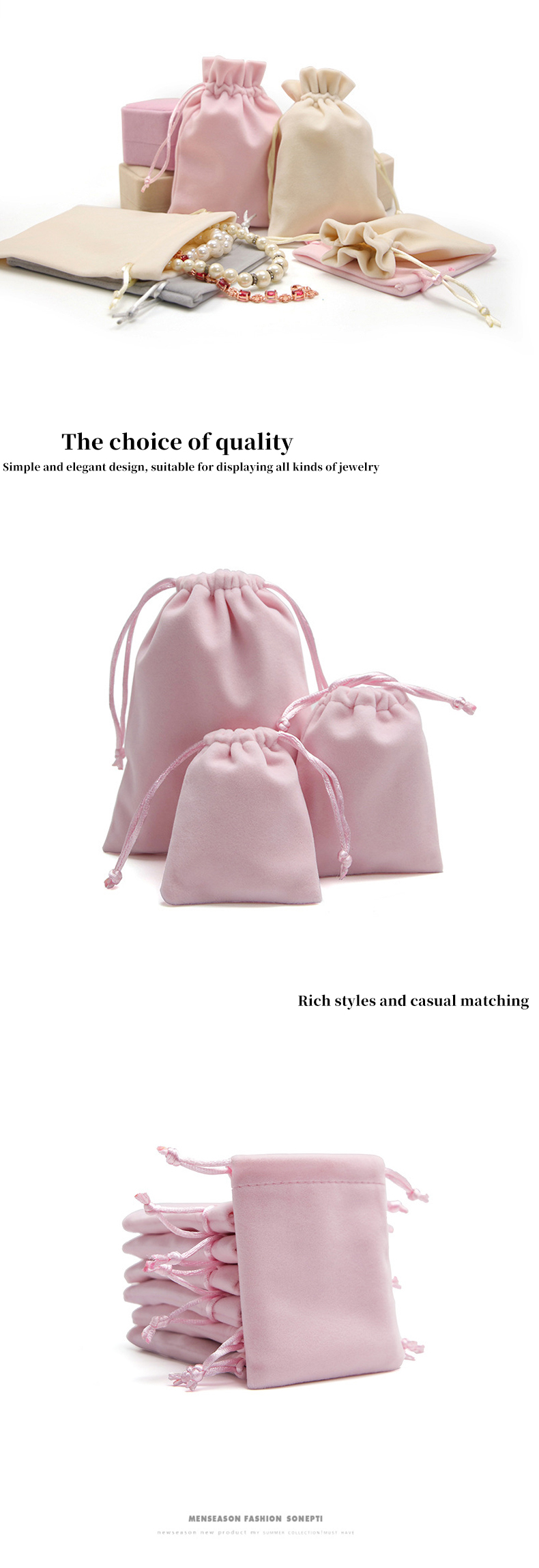 Anti Scratch Drawstring Velvet Jewelry Bag Pouch For Jewelry Luxury Gift Packaging