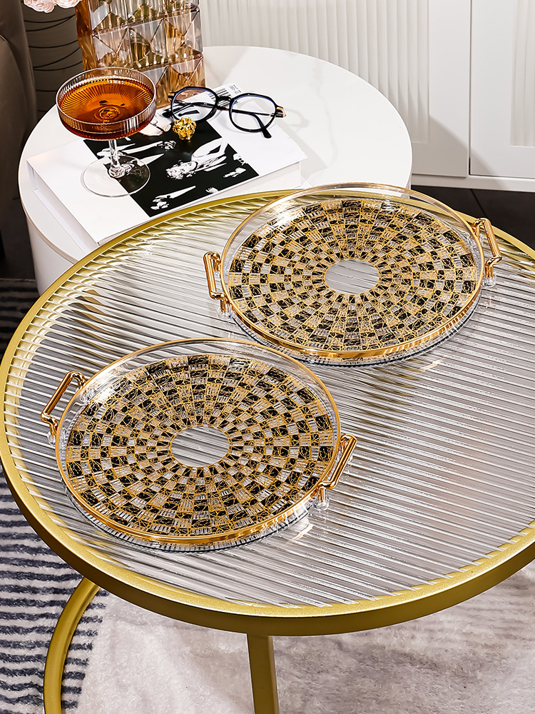 Ceramic Round Tray for Securely Holding Cups Dishes Plates Durable Non-Slip Grip