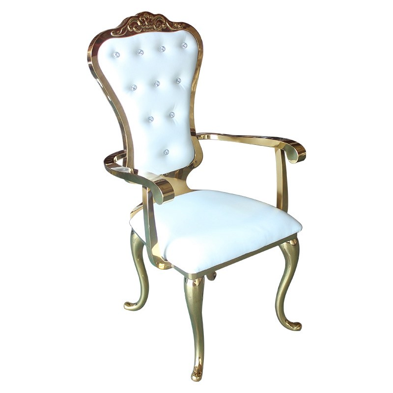 Luxury Armchair Bridal Shower Chair Gold SS Frame For Hotel Event Reception