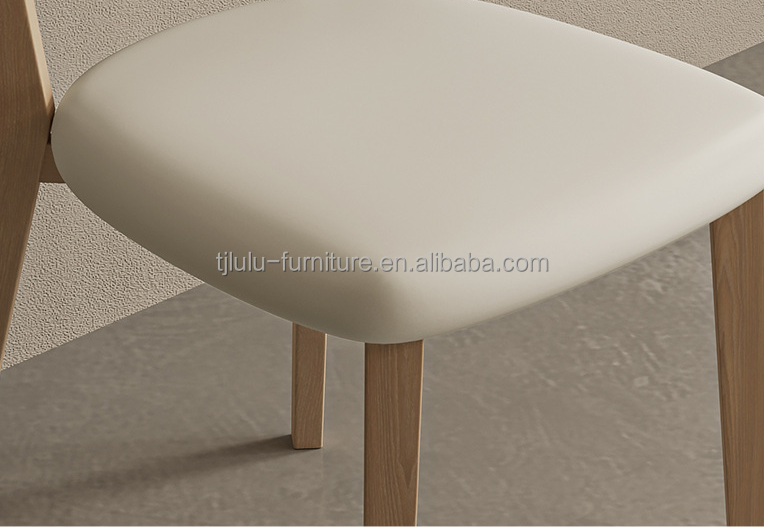 Home Furniture Classical Wooden Modern Oak Dining Chair Living Room Furniture Solid Wood PU Leather Finish Nitrolacquer