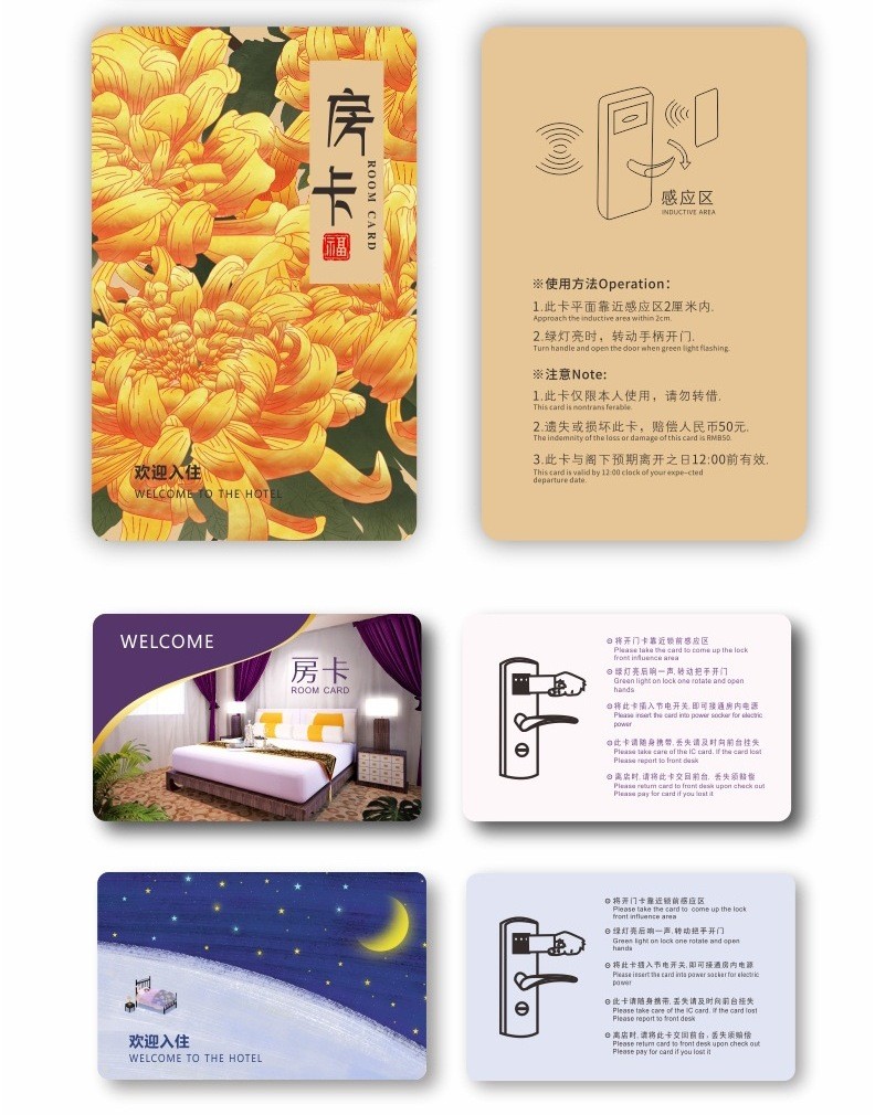 Full Color Printing Magnetic Hotel Room Key Card with ISO/IEC 14443-A RF Interface