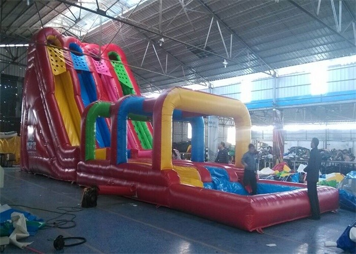 Outdoor Commercial Inflatable Slide , Three Lanes Inflatable Slide For Kids And Adults