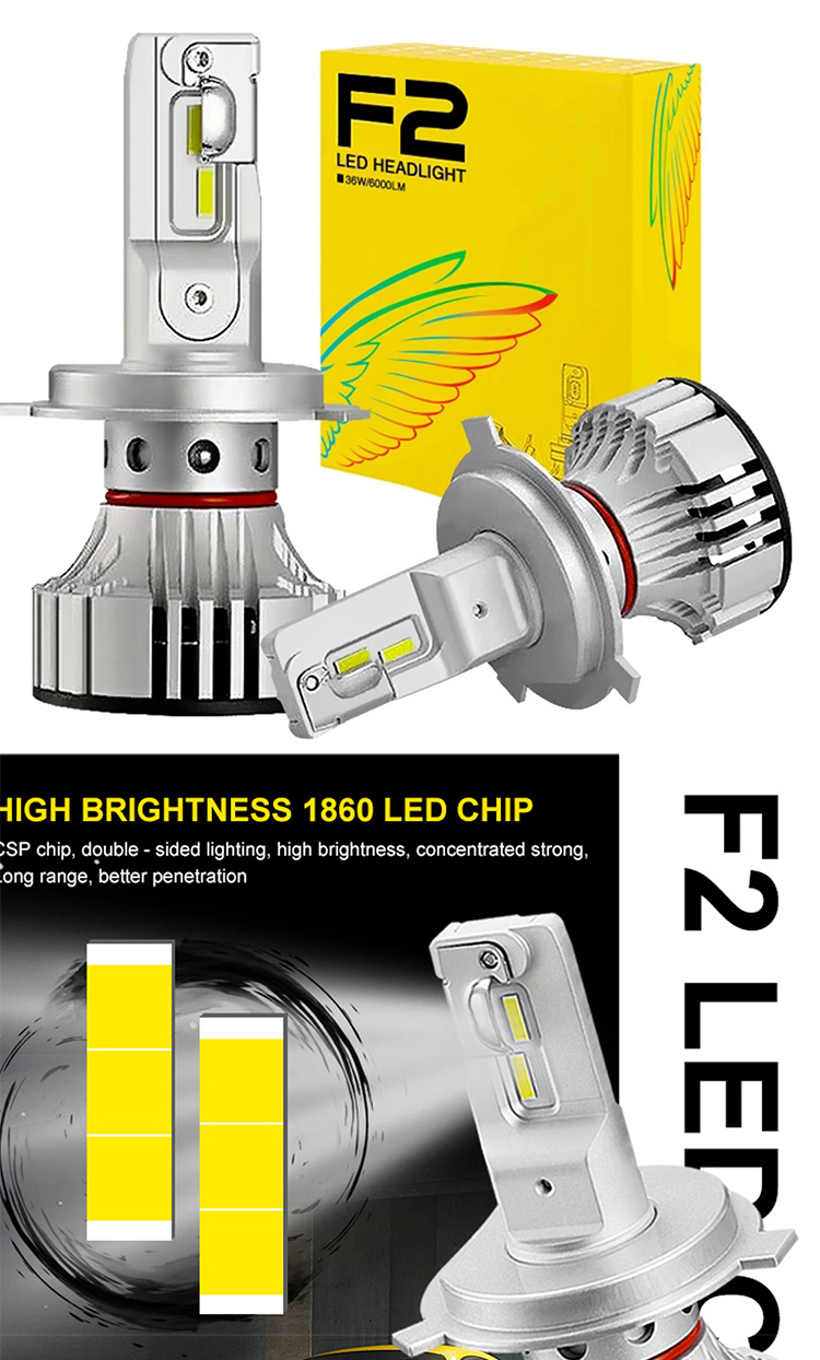 F2 H4 H7 9005 9006 Automotive LED Headlight Fanless Headlamp Fog Light