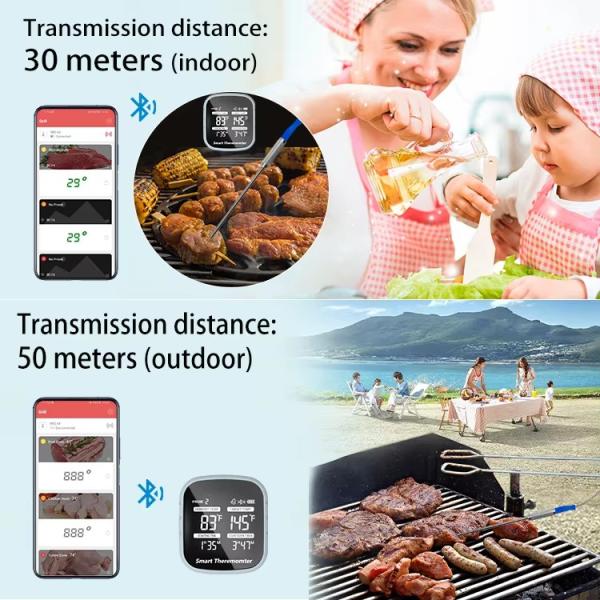 DTH-155 -50 To 300℃ Bluetooth Wireless Smart Digital Meat Thermometer Kitchen Cooking Food Thermometer With 6 Probes