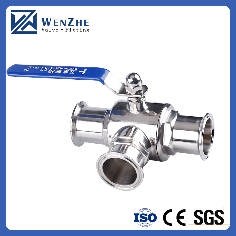 Sanitary SS304/SS316L Tri Clamp Ball Valve with 3 Way Function and in 1/2'' 6'' Sizes
