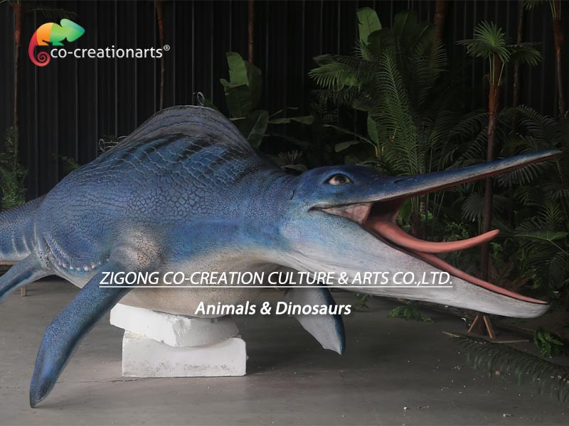 Handmade Mosasaur Fiberglass Statues For Outdoor Exhibition