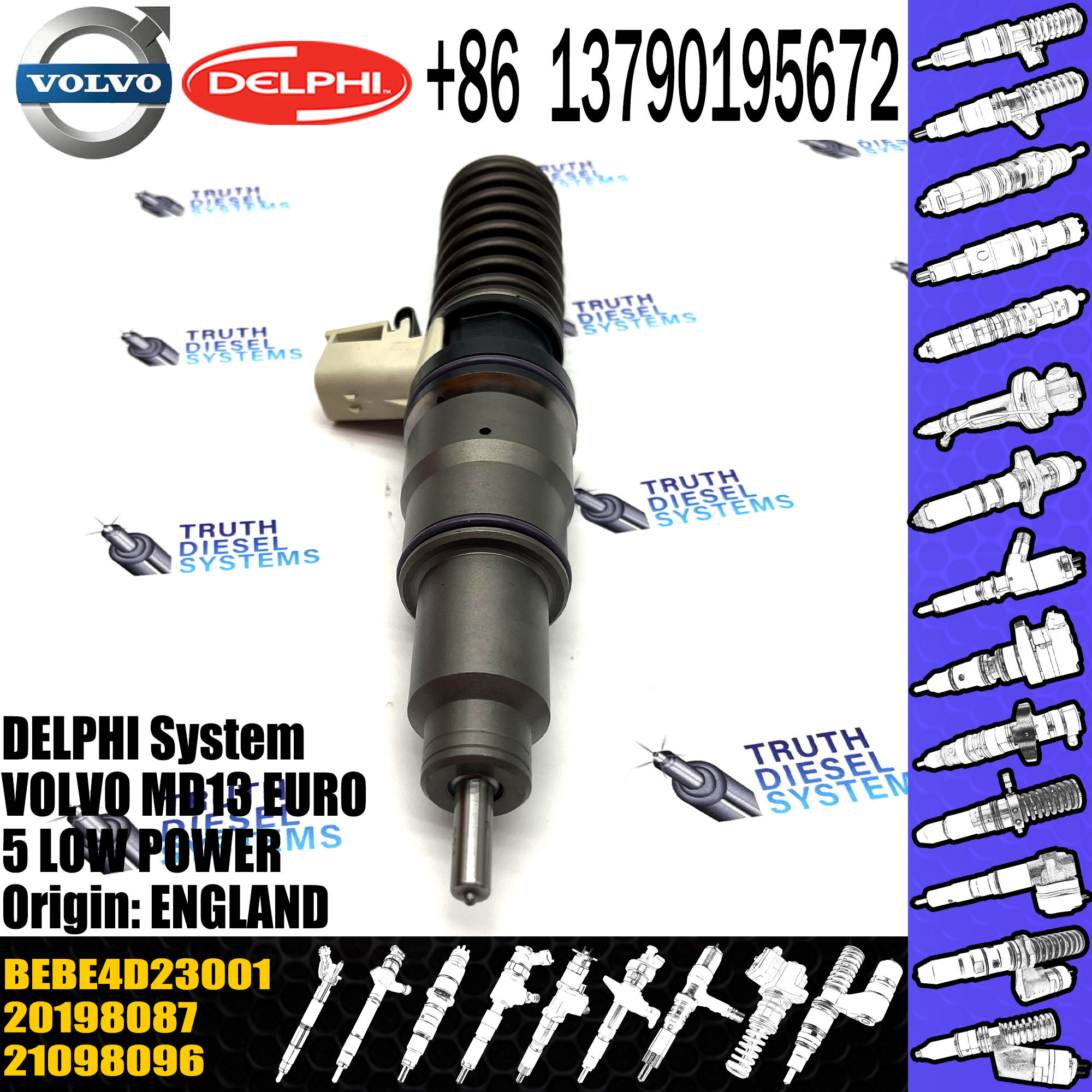Diesel Fuel Injector 21098096 7421098096 20198087 BEBE4D23001 For VOL MD13 EURO 5 LOW POWER