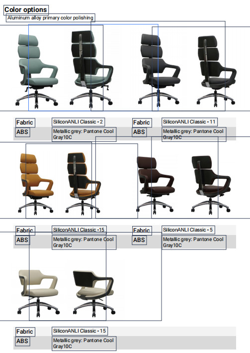 PU Ergonomic Leather Office Chair Executive Gray Swivel Desk Type fixed armrest