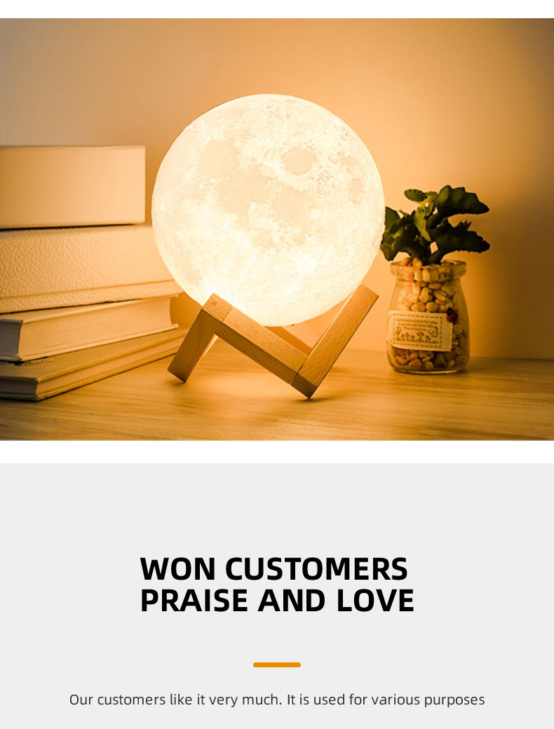 3D Lunar Moon LED Atmosphere Lamp 6000K DC 3.7V 10cm 12cm 15cm 18cm 20cm