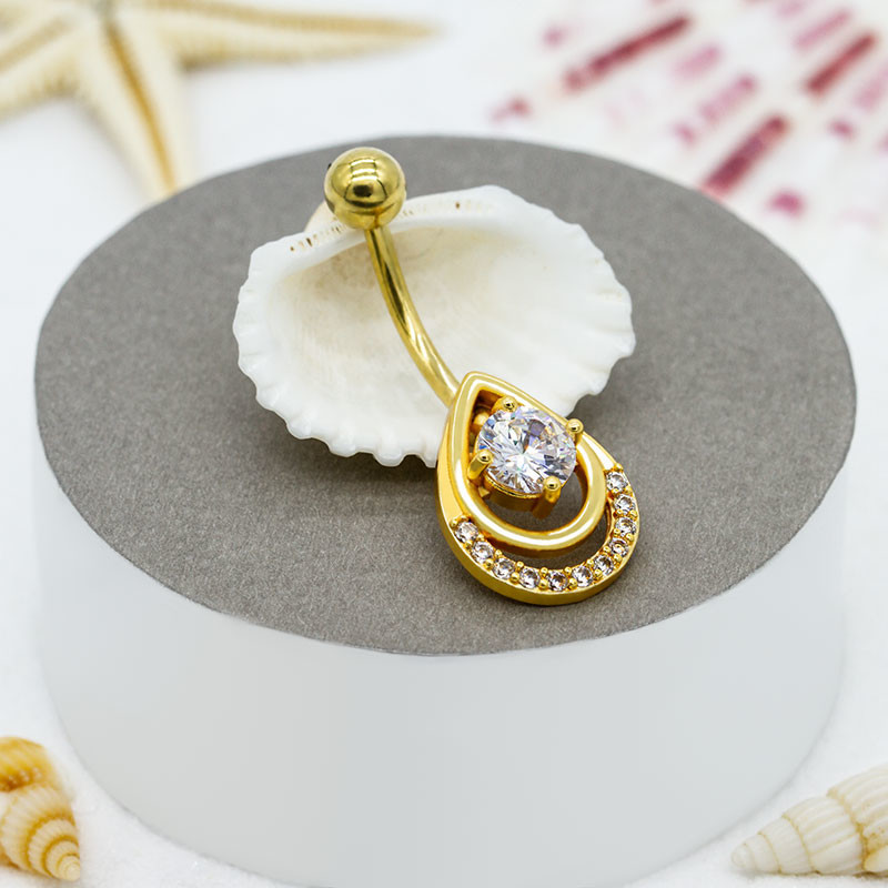Crystal Water Drop Dancing Diamond Jewelry Belly Dance Chain Piercing Ring