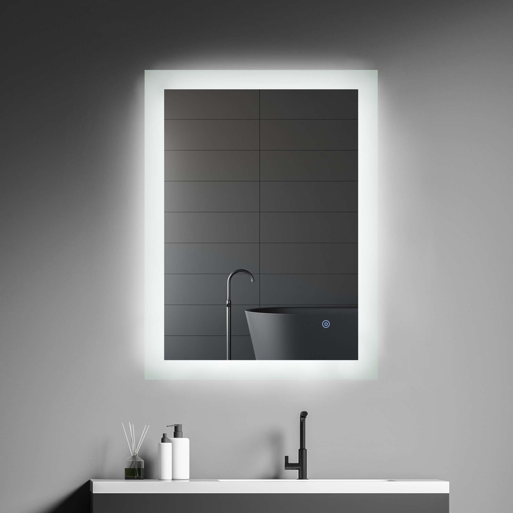 5mm Environmental Silver Mirror LED Backlit Touch Screen Smart Large Mirror for Bathroom