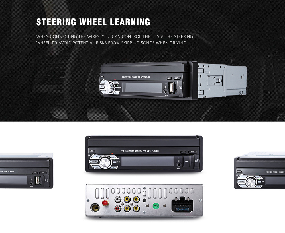 7 Inch Retractable Android Car Radio 1 Din FM AM USB Bluetooth Car Multimedia System With Gps