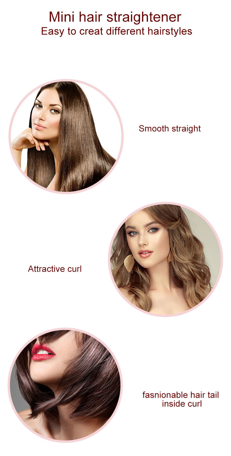 LED Mini Hair Straightener , Tourmaline Ceramic Small Travel Flat Iron