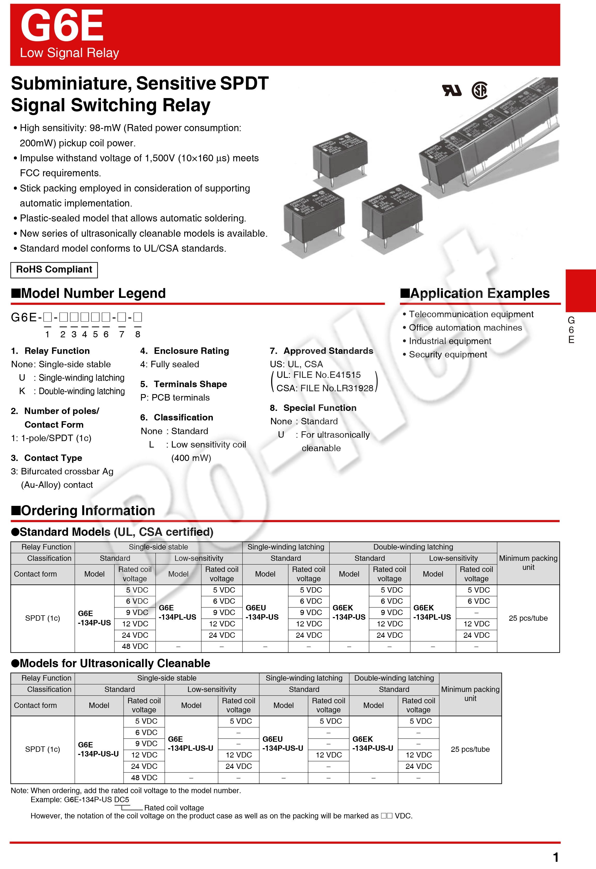 G6E-134P-US-12VDC Omron orignal new electromagnetic relay