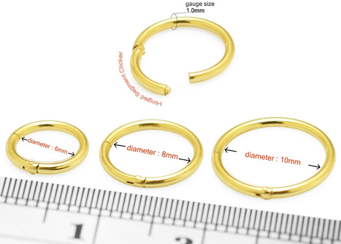 Hinged Segment 18K Gold Nose Piercing Classic 6-12mm Dimension