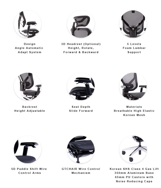 GTCHAIR Vida Gaming Chair Computer Chairs Adjustable Mesh Gaming Chairs