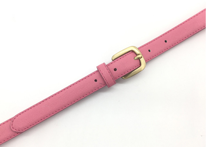 Fashion Saffiano Skinny Women PU Belt 3/4” Wide Strap Zinc Alloy Pin Buckle