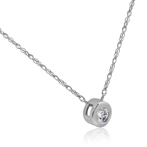 Imperial 1/6Ct TDW CZ 10k Rose Gold Round Diamond Halo Pendant Necklace