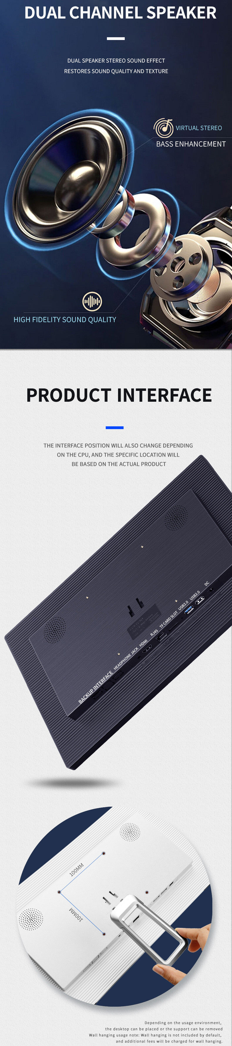 14 Inch Ultra Narrow Bezel Android Advertising Touch Screen Display With RK3568 Quad Core