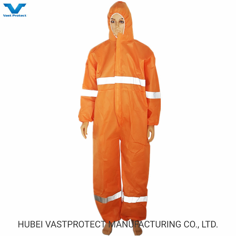 Overalls Disposable Nonwoven SMS Microporous Coveralls with Knitted Cuffs
