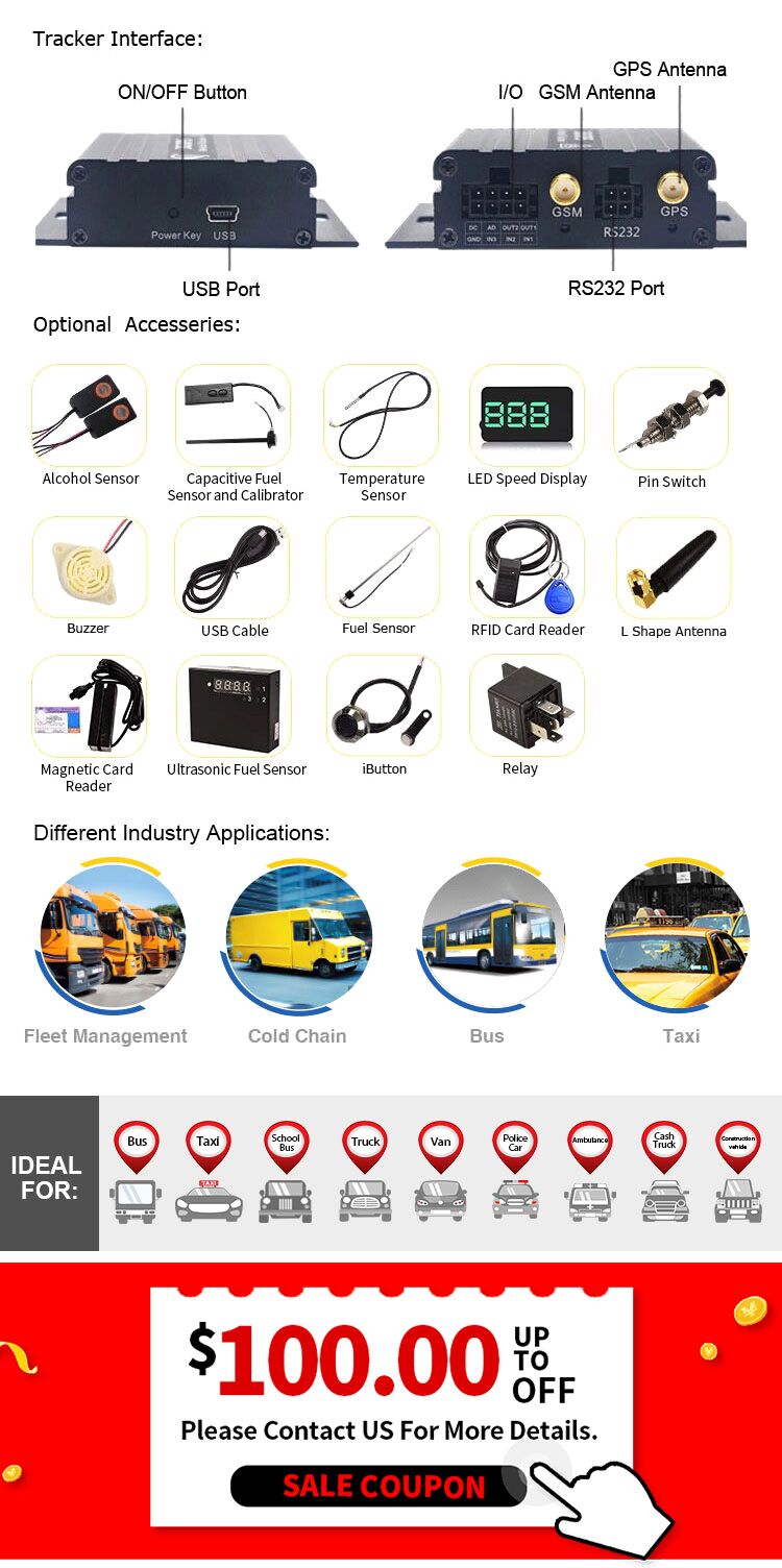Easy To Install Vehicle Motion Sensor Anti Jammer Tk103 GPS Tracker With Video