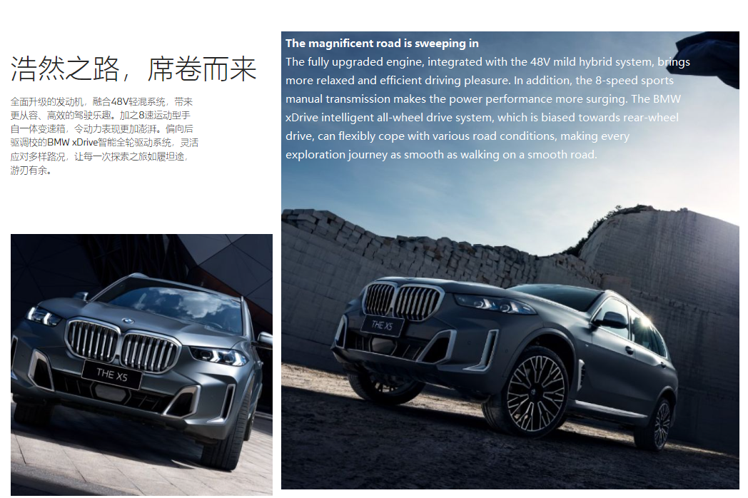 2024 B-MW X5 xDrive40Li 4wd 2.0T 3.0T 5 Seats Midsize-Large SUV with Electric Copilot Seat Adjustment and Touch Screen