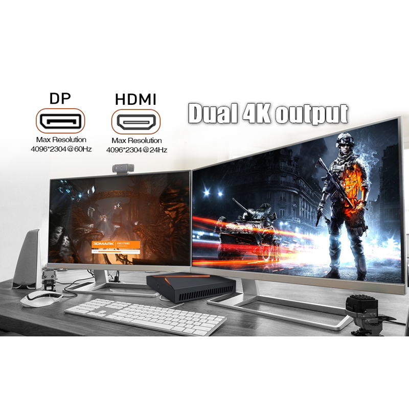 Dual HD Displays Portable Mini PC Computer I9 9880H Nvidia GTX1650 4GB Graphic Card