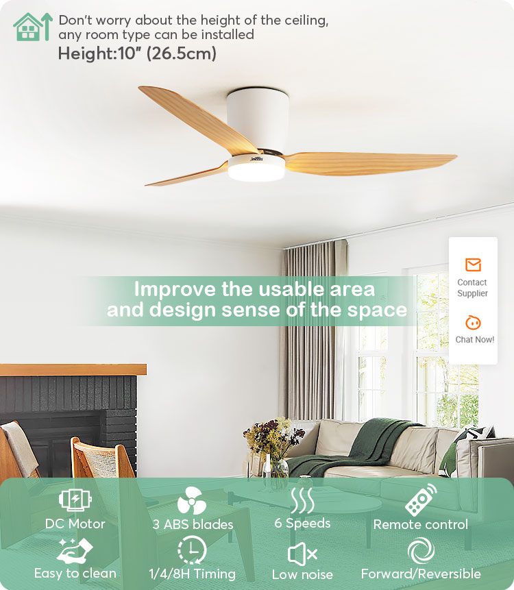 Customizable Lighting 52-inch Flush Mount Ceiling Fan with Remote and 3 Color LED Light
